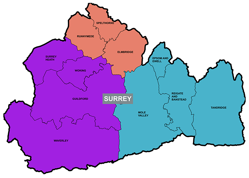 Preferred Unitary option for Surrey map